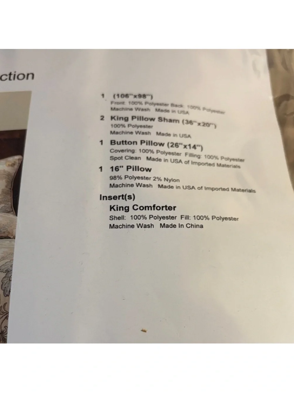Isabella Natural Floral 6-PC King Luxury Duvet Set - Siscovers NWT